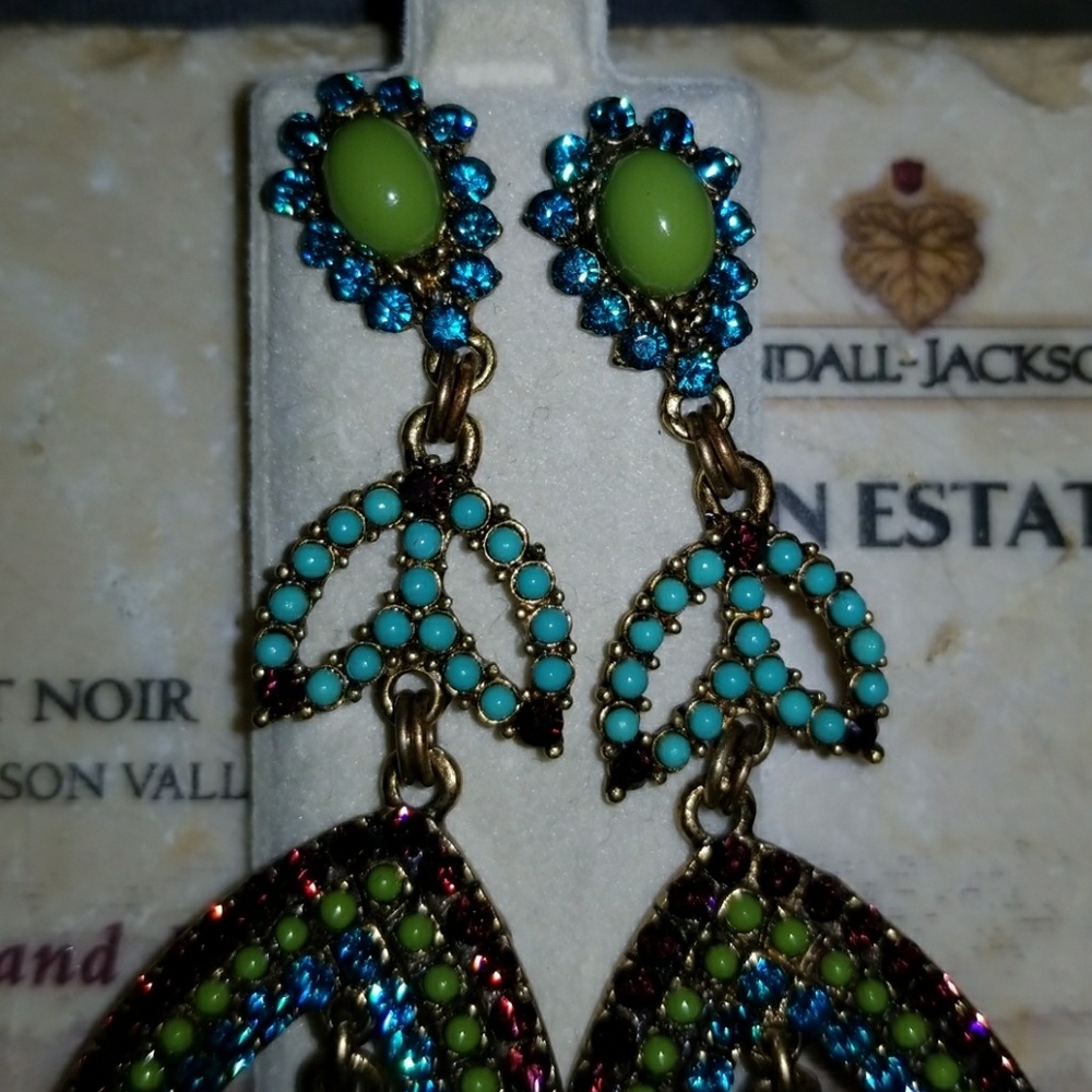 Crystal Stone Dangle Statement Earrings - image 3